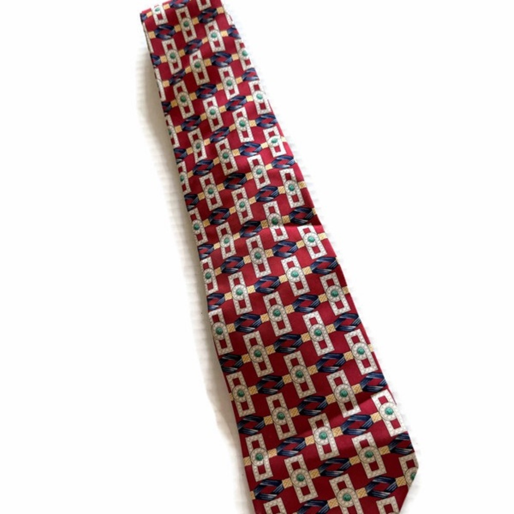 Burberry Red and Blue Geometric Tie - Picture 2 of 7